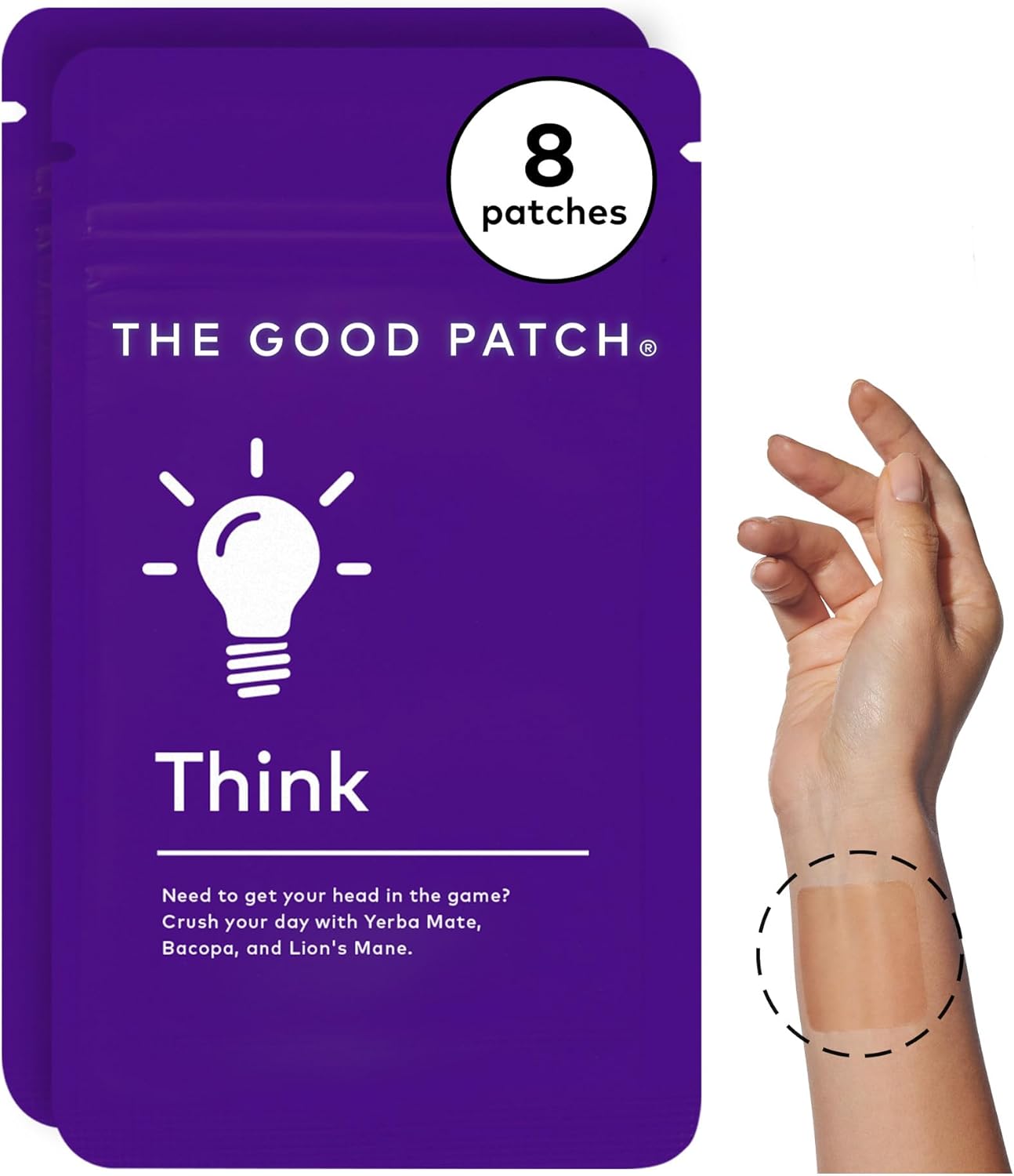 Plant-Powered Wellness Patches with Caffeine, Yerba Mate, Bacopa, and Lion’s Mane - 8 Patches