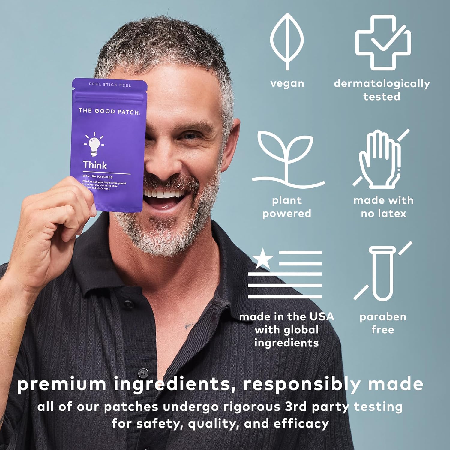 Plant-Powered Wellness Patches with Caffeine, Yerba Mate, Bacopa, and Lion’s Mane - 8 Patches