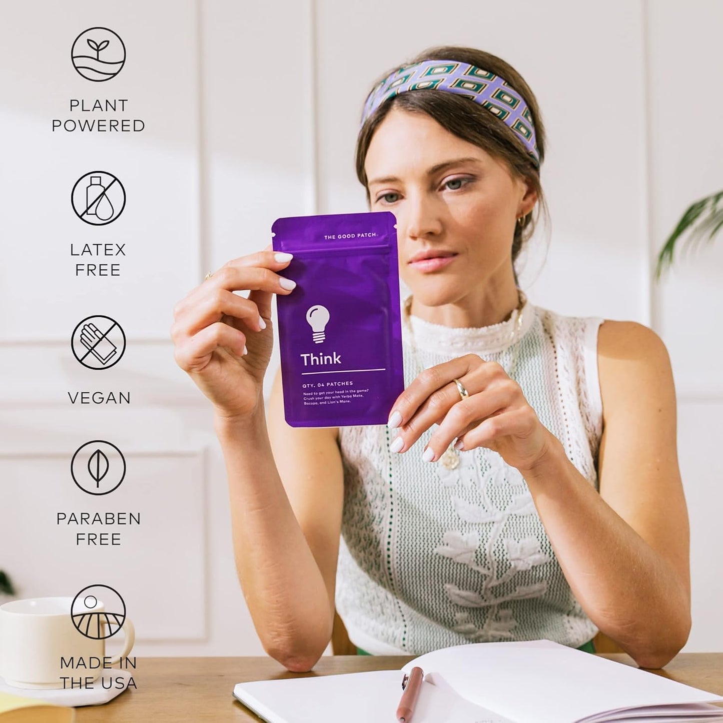Plant Powered Wellness Patches with Caffeine, Yerba Mate, Bacopa, Lion’s Mane - 16 Patches
