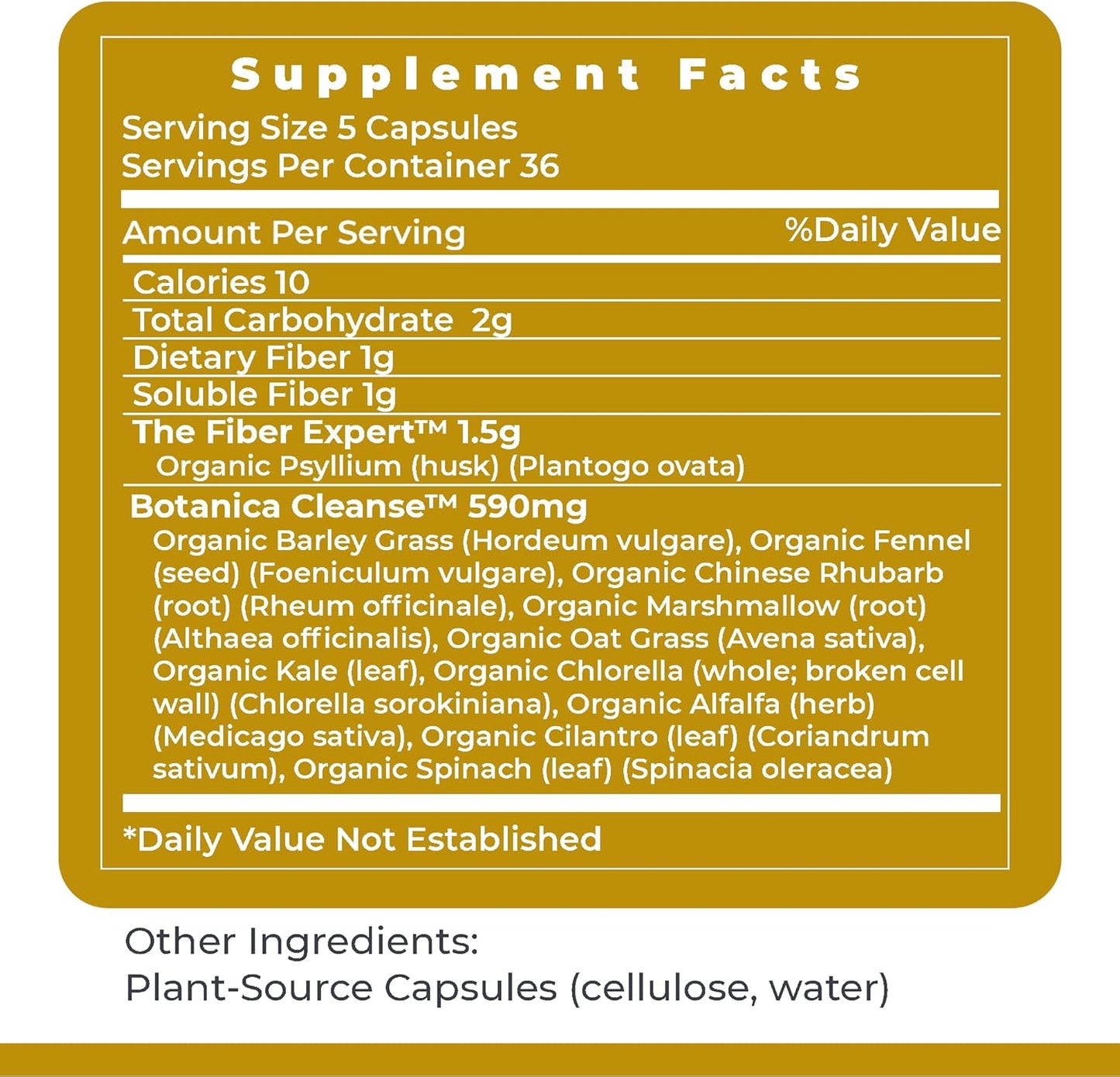 Plant-Source Psyllium Fiber Supplement for Digestive Gut Health - Supports Regularity and Intestinal Health - 180 Capsules