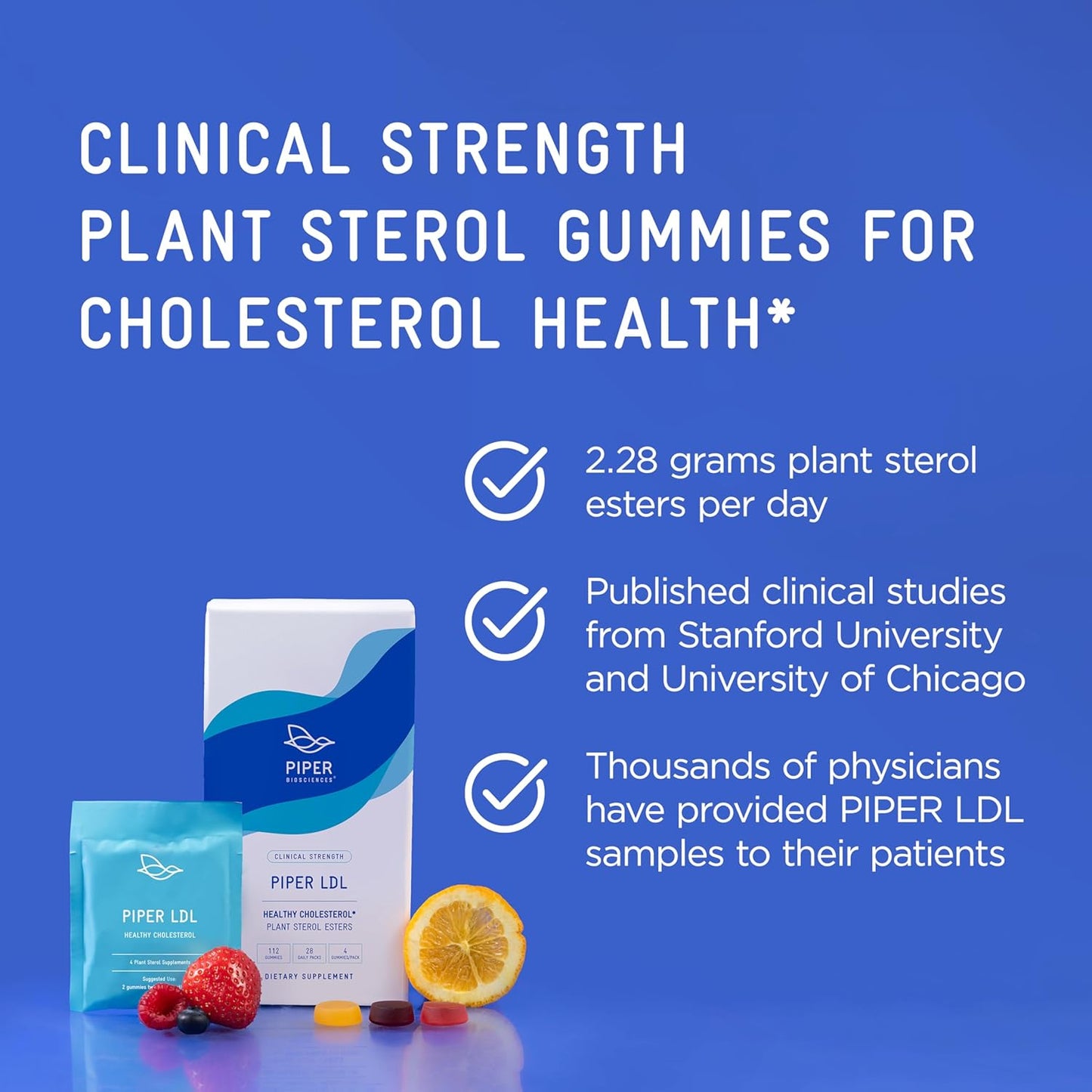 Plant Sterol Gummies for Cholesterol Health - 12 Week Supply by Piper Biosciences