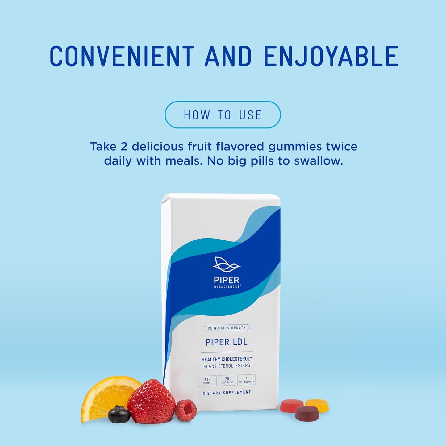 Plant Sterol Gummies for Cholesterol Health - 12 Week Supply by Piper Biosciences