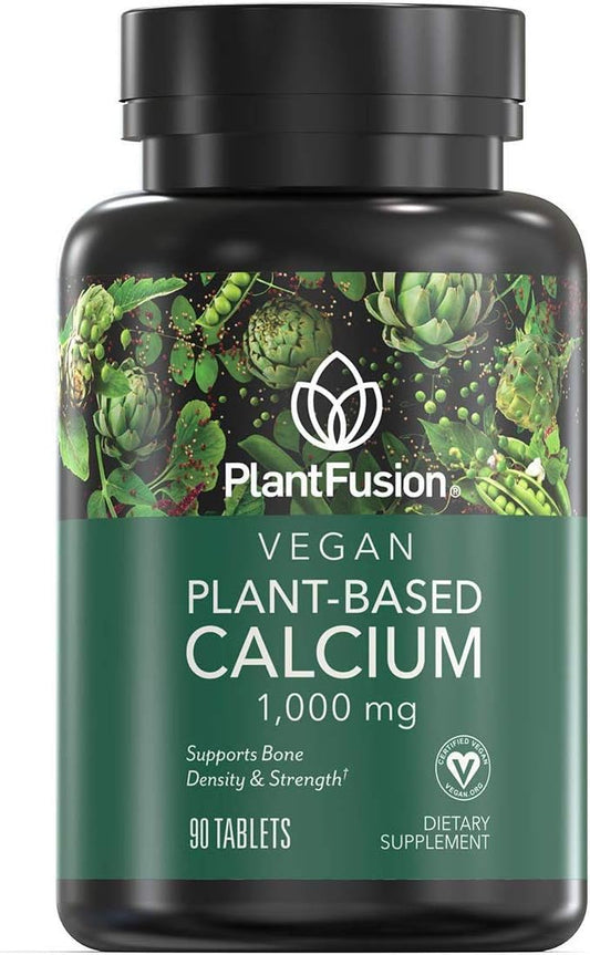 PlantFusion Vegan Calcium Tablets with Icelandic Red Algae - 1000mg, Magnesium, D3, K2, Boron - 90 Tablets