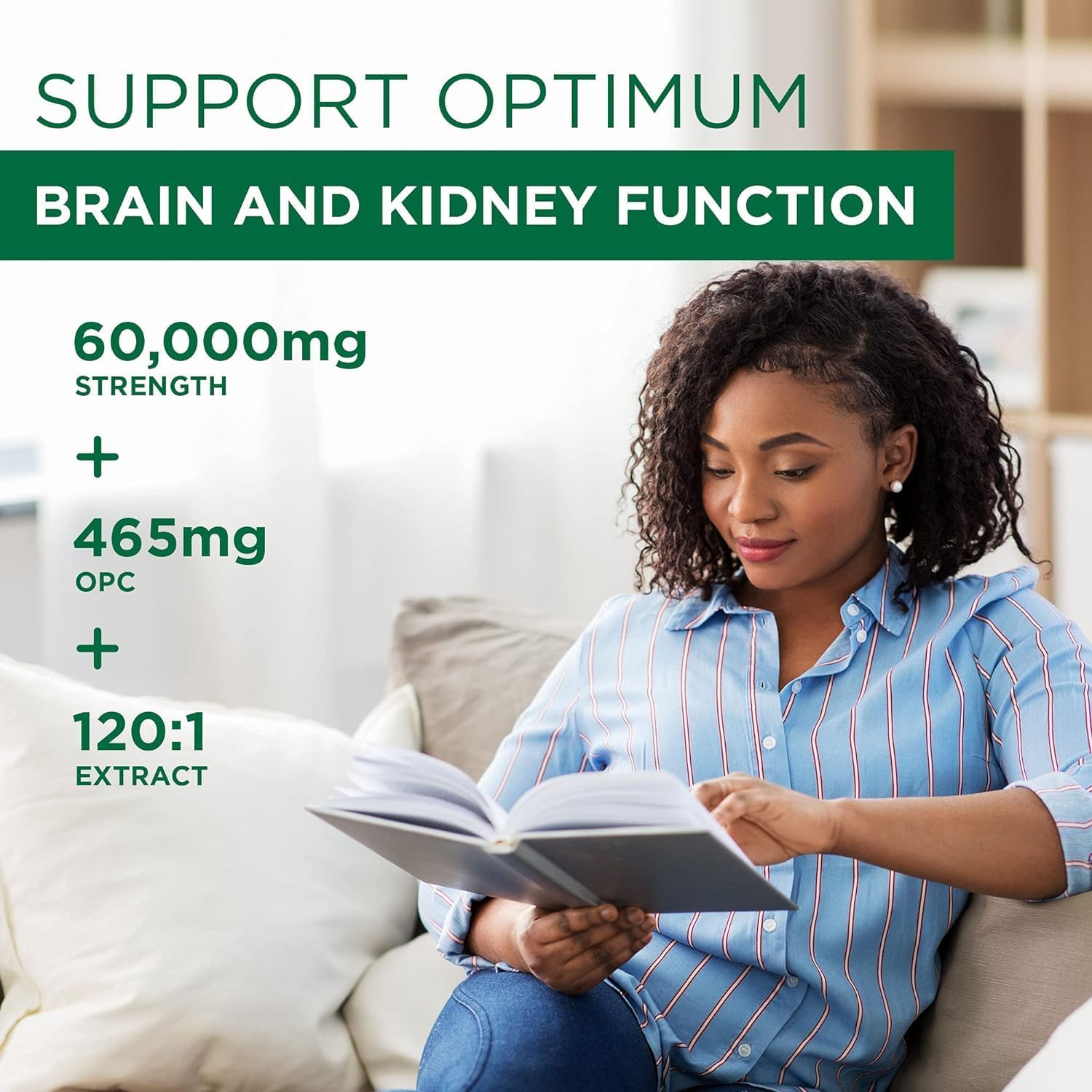 Plantonin Grape Seed Extract 500mg - High Strength 60,000mg - 60 Capsules - 2 Month Supply - Non-GMO & Gluten Free