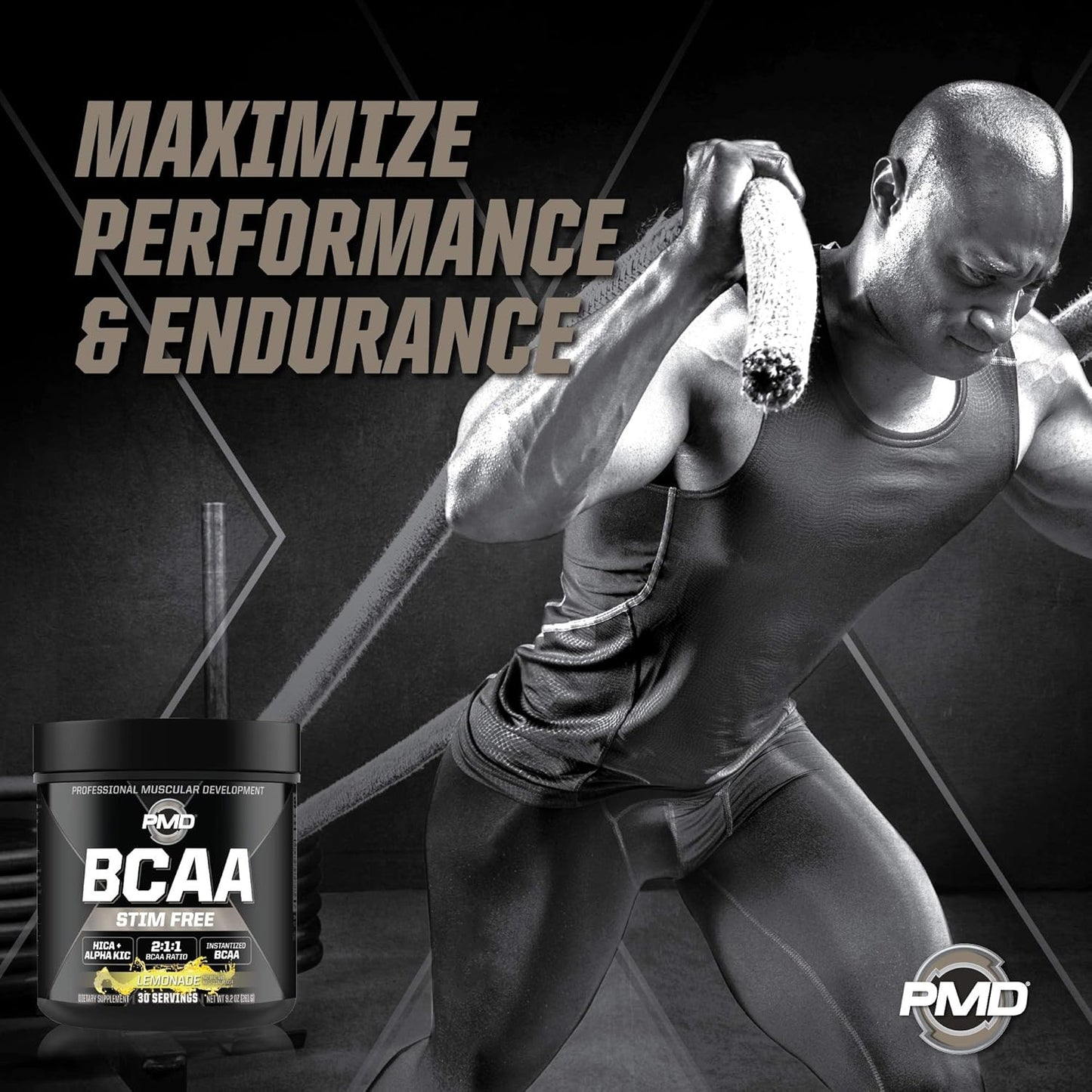 PMD Sports BCAA Amino Acids Powder - Lemonade Flavor, Stim-Free Workout Support, Recovery, Energy, Muscle Building - 30 Servings