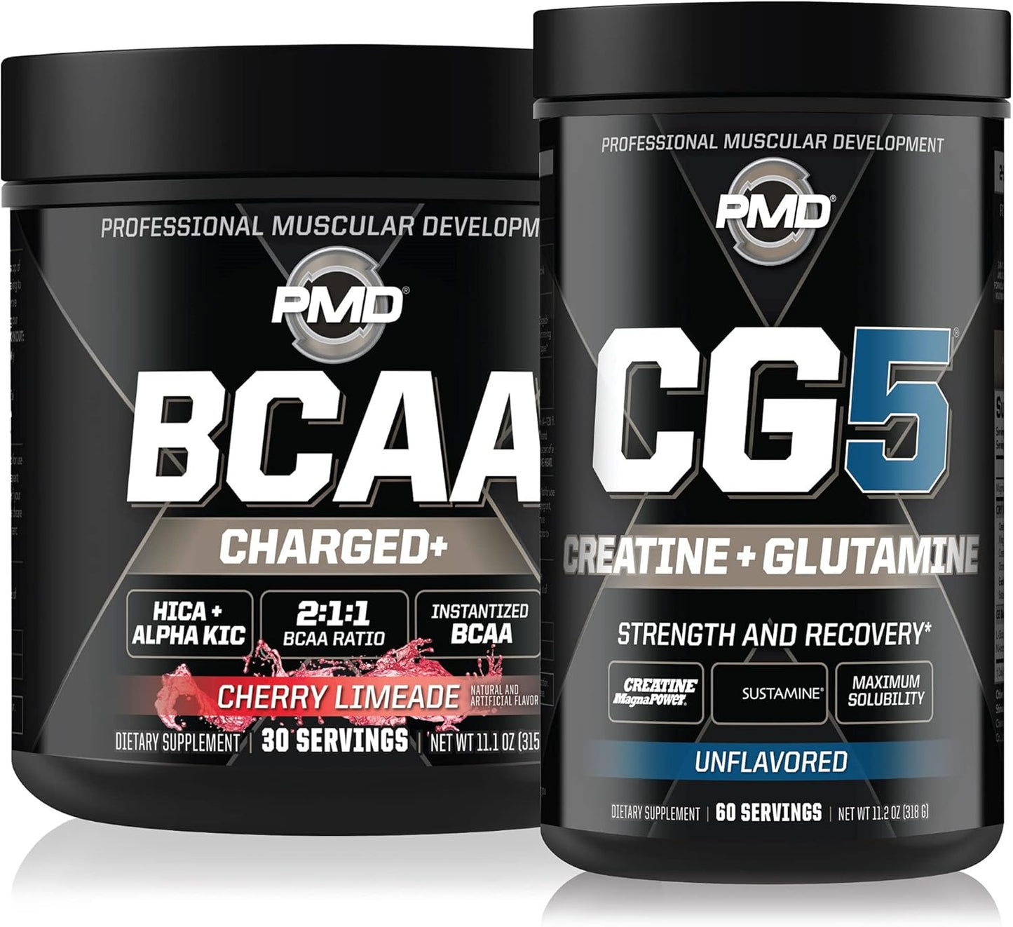 PMD Sports CG5 Creatine & L-Glutamine + BCAA Cherry Limeade Combo - 90 Servings for Recovery & Performance