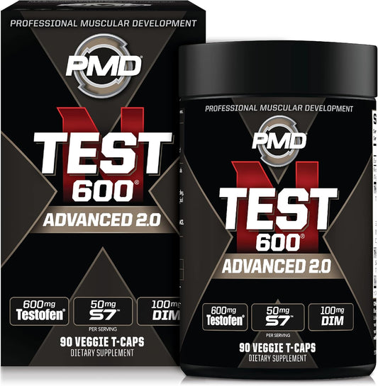 PMD Sports N-Test 600 Nitric Oxide Booster for Men - Testofen, Lean Muscle, Strength Gains, Estrogen Suppression - 90 Veggie Caps