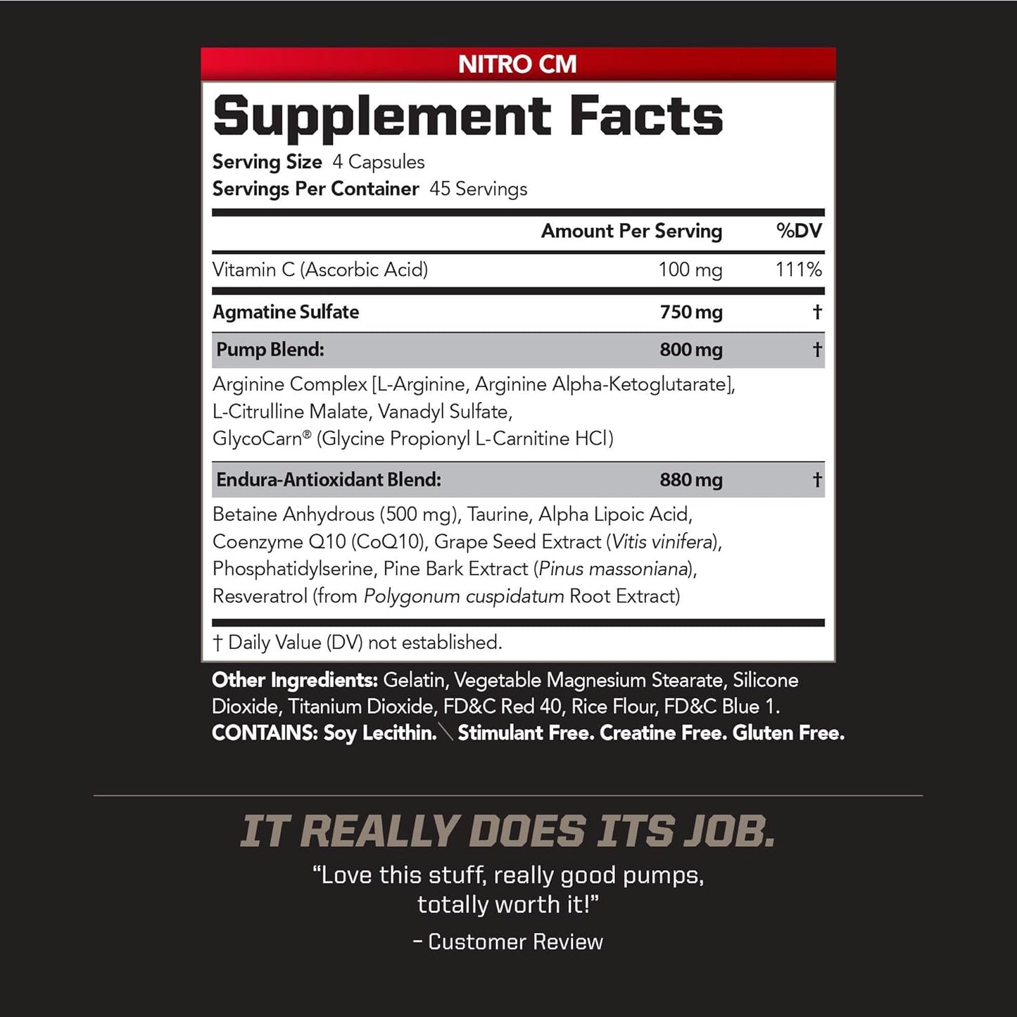 PMD Sports Nitro CM Nitric Oxide & Agmatine Pre Workout Supplement - Muscle Growth & Pump with L-Arginine - Endurance Boost for Training & Bodybuilding - 180 Capsules