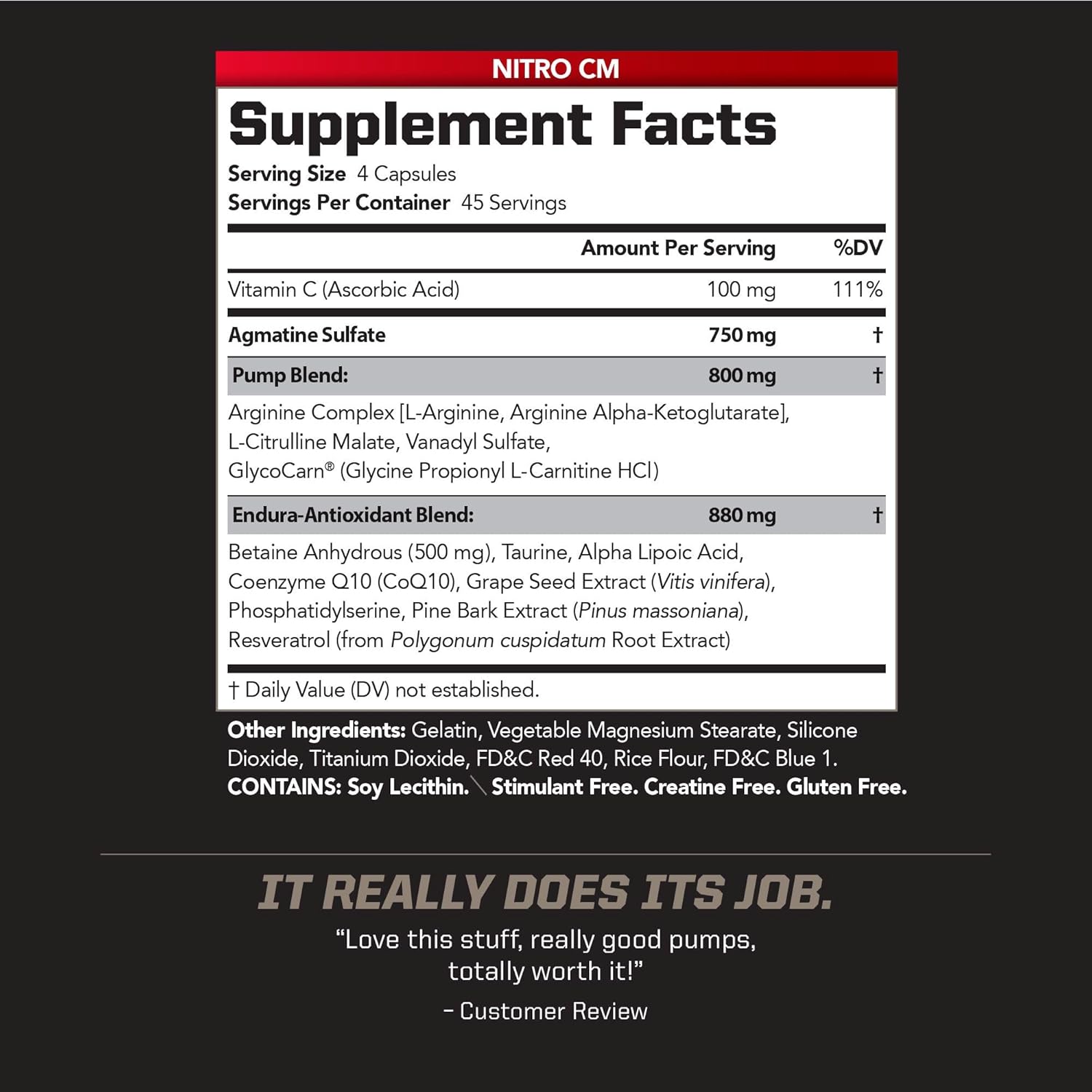 PMD Sports Nitro CM Nitric Oxide & Agmatine Pre Workout Supplement - Muscle Growth & Pump with L-Arginine - Endurance Boost for Training & Bodybuilding - 180 Capsules