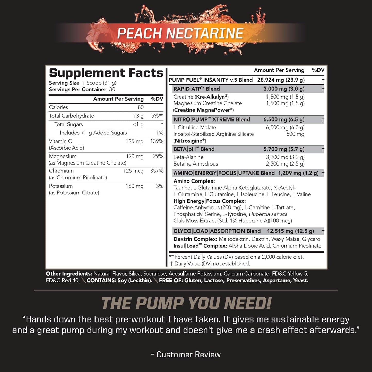 PMD Sports Ultra Pump Fuel Pre-Workout Drink Mix - Energy, Strength, Endurance, Recovery - Peach Nectarine Flavor - 30 Servings