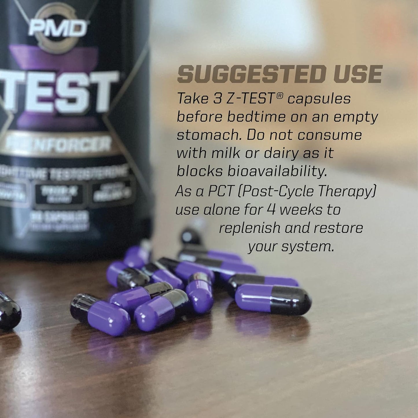 PMD Sports Z-Test Nighttime Testosterone Support Capsules - Sleep Aid for Muscle Recovery and Growth - Anabolic Relaxation Formula - 90 Count