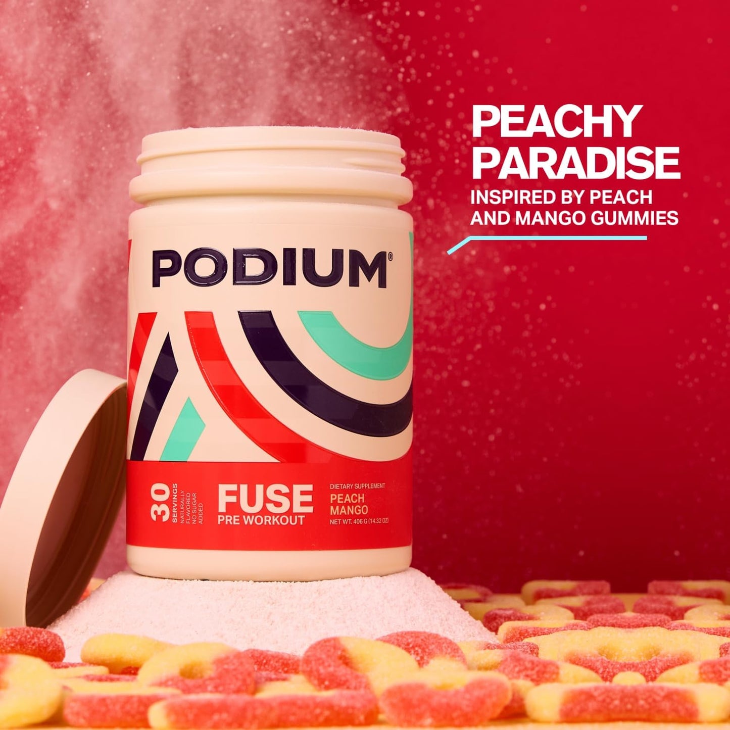 Podium Nutrition Peach Mango Pre Workout Powder - 30 Servings with Beta Alanine and Caffeine for Energy - Gluten, Soy, and Dairy Free