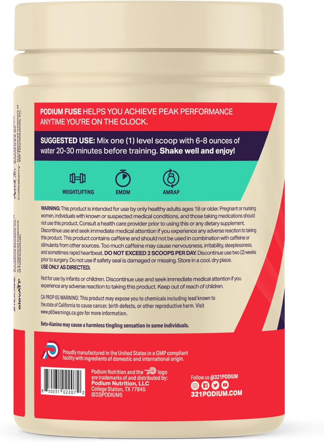 Podium Nutrition Peach Mango Pre Workout Powder - 30 Servings with Beta Alanine and Caffeine for Energy - Gluten, Soy, and Dairy Free