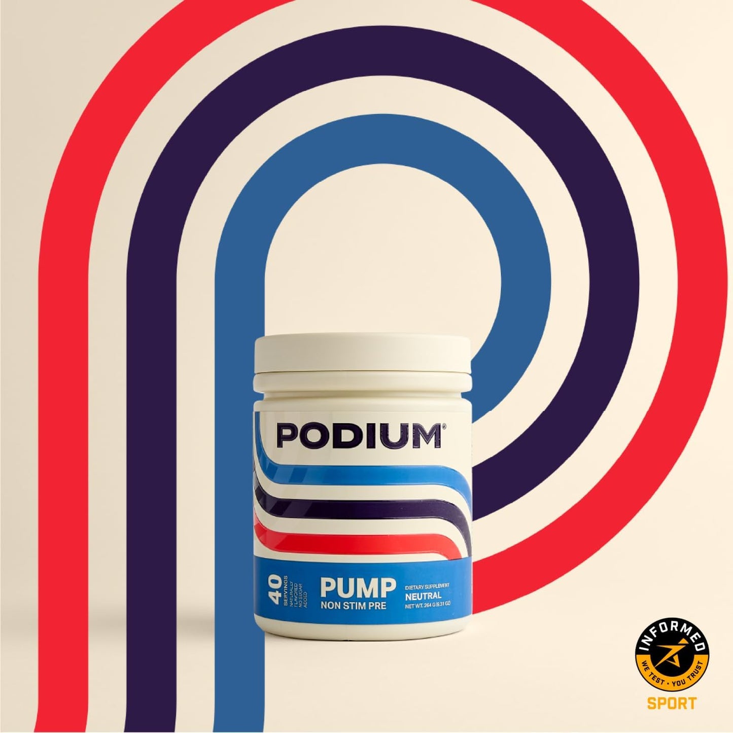 Podium Nutrition Pump Stimulant-Free Pre-Workout - 40 Servings, Neutral Flavor