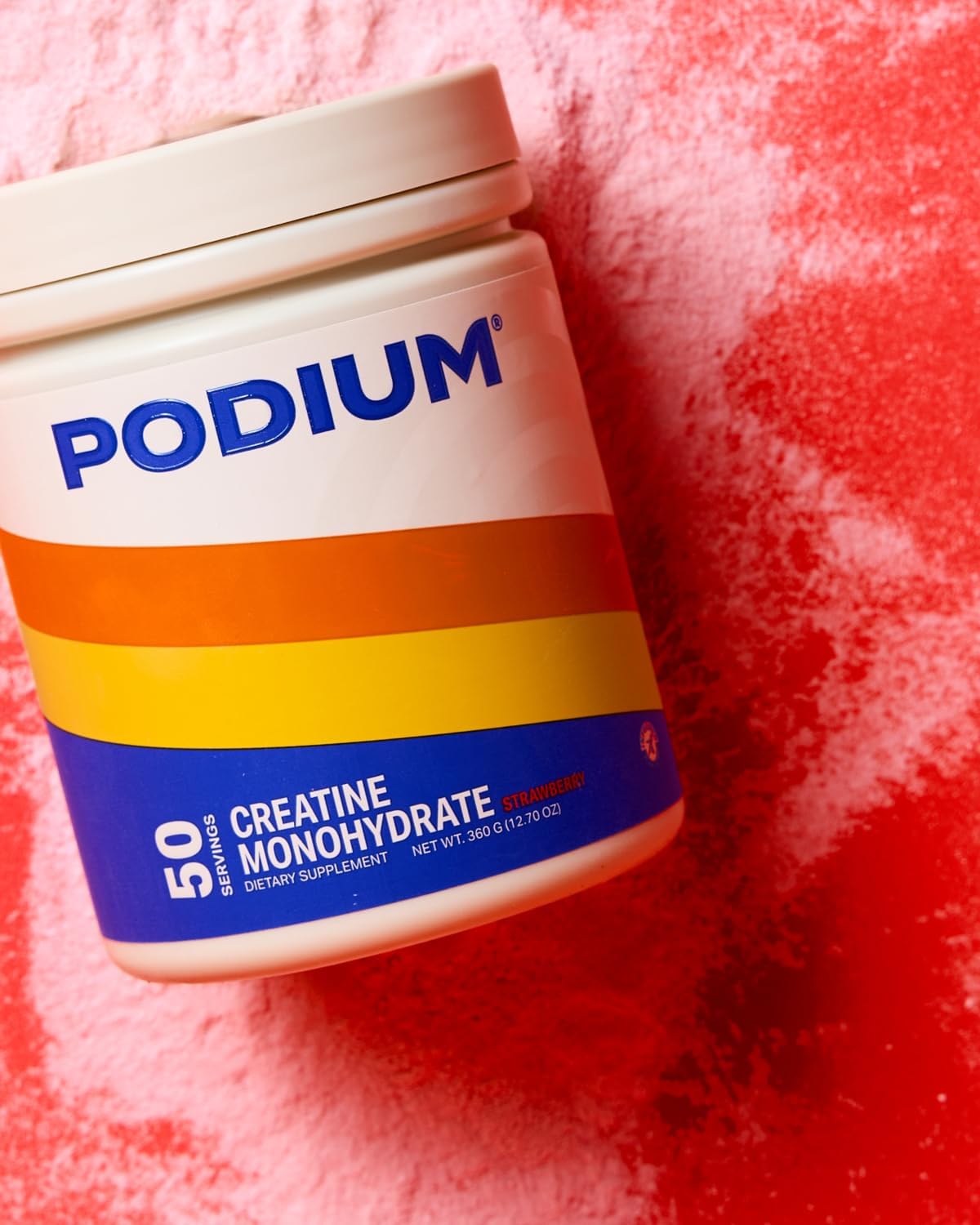 Podium Nutrition Solos Creatine Monohydrate Supplement - 50 Servings, Strawberry Flavor for Enhanced Athletic Performance