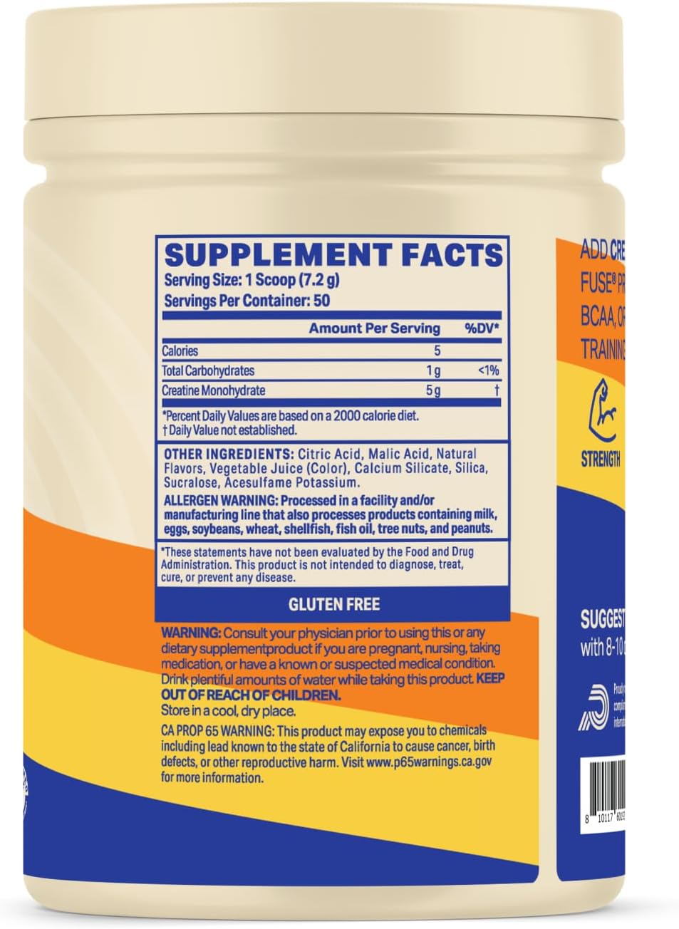 Podium Nutrition Solos Creatine Monohydrate Supplement - 50 Servings, Strawberry Flavor for Enhanced Athletic Performance