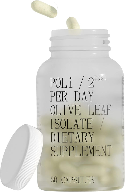 Poli Forever Young Olive Leaf Extract Dietary Supplement - Immune Support - 10mg Hydroxytyrosol, 100mg Oleuropein - 60 Vegan Capsules
