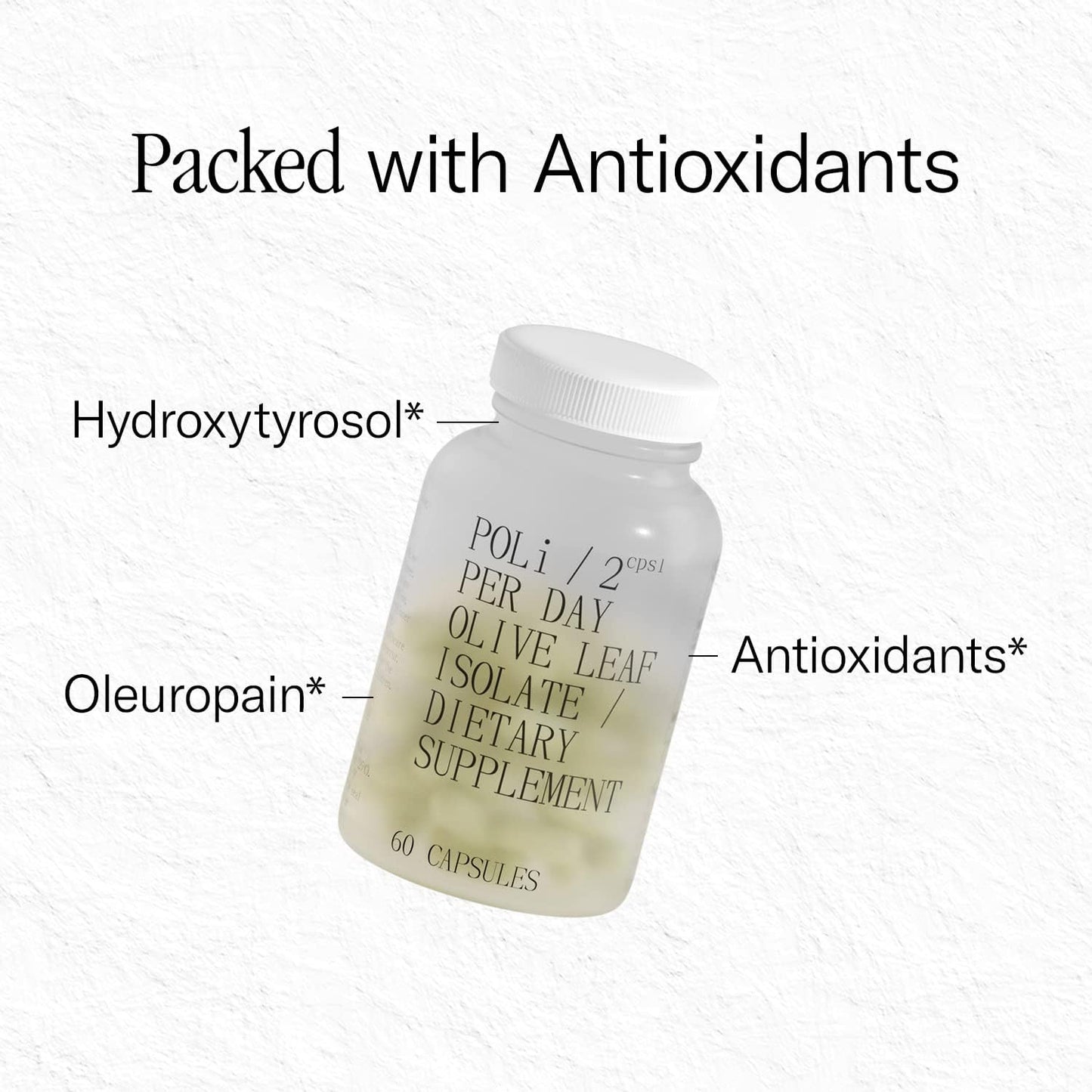 Poli Forever Young Olive Leaf Extract Dietary Supplement - Immune Support - 10mg Hydroxytyrosol, 100mg Oleuropein - 60 Vegan Capsules