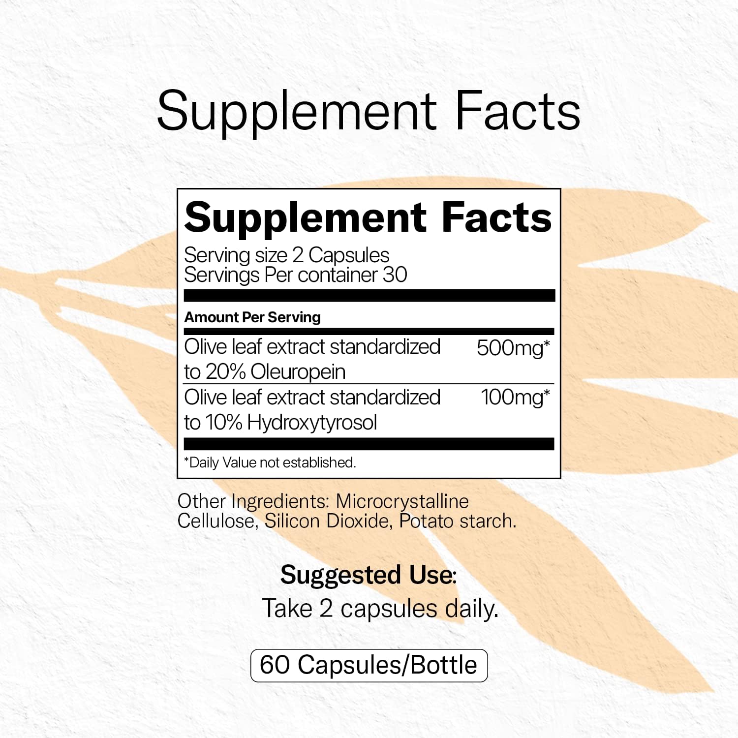 Poli Forever Young Olive Leaf Extract Dietary Supplement - Immune Support - 10mg Hydroxytyrosol, 100mg Oleuropein - 60 Vegan Capsules