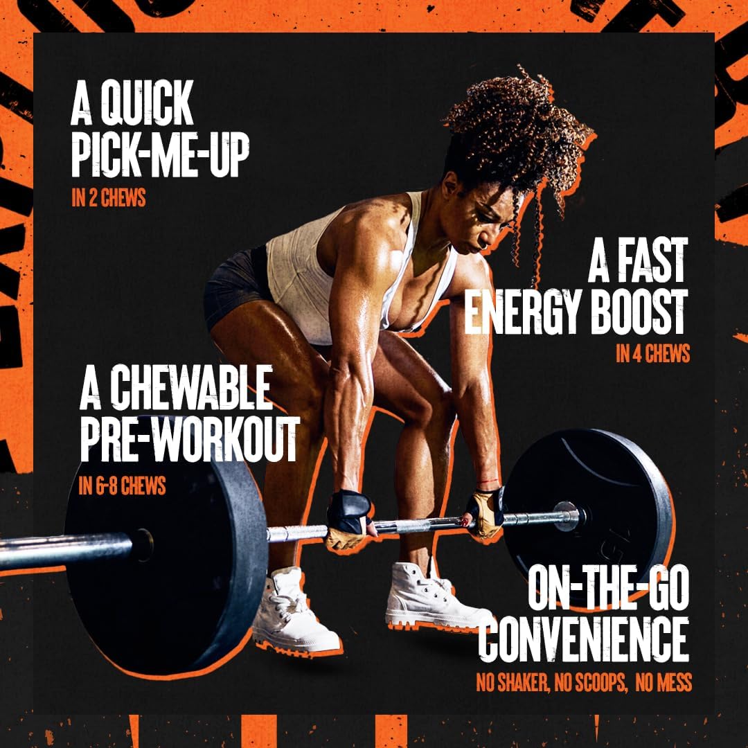 Pom-Berry Animal Energy Chews with Caffeine and Nootropics for Focus and Pre Workout - Convenient and Delicious Format