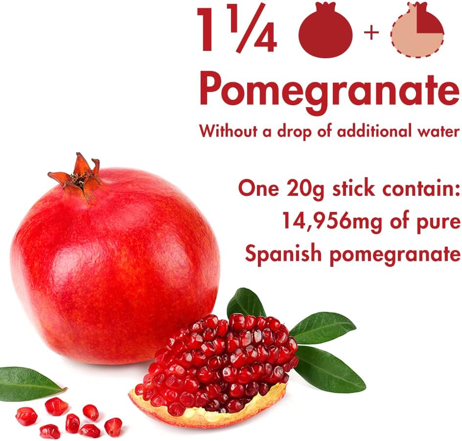 Pomegranate Collagen Jelly Sticks with Marine Collagen Peptide - 100% Real Spain Pomegranate - No Artificial Flavors - No Preservatives - 30 Sticks, 20g Each - Easy-to-Absorb Formula