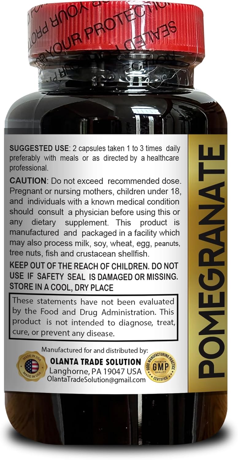 Pomegranate Extract Polyphenols Supplement - Antioxidant Support, Natural Pills, High Absorption - 240 Capsules