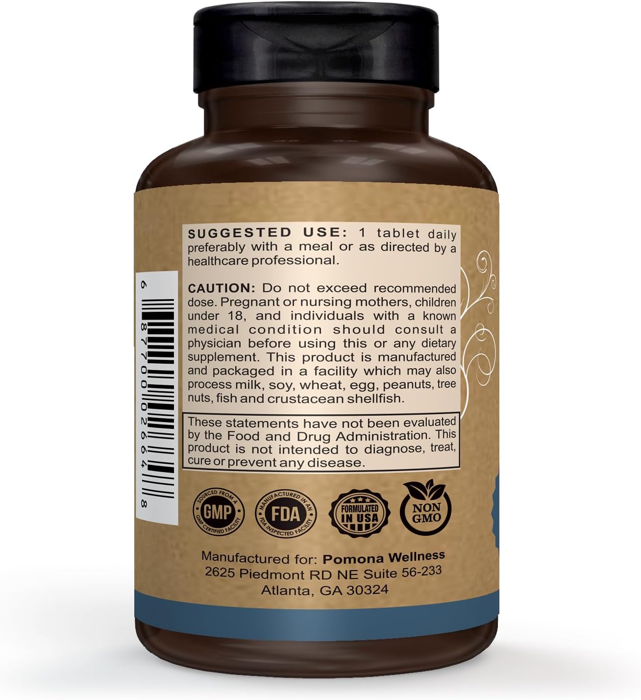 Pomona Wellness 50mg Zinc Supplements for Adults - Skin & Immune Support, Antioxidant, Vegan, Non-GMO - 100 Tablets, Easy to Swallow