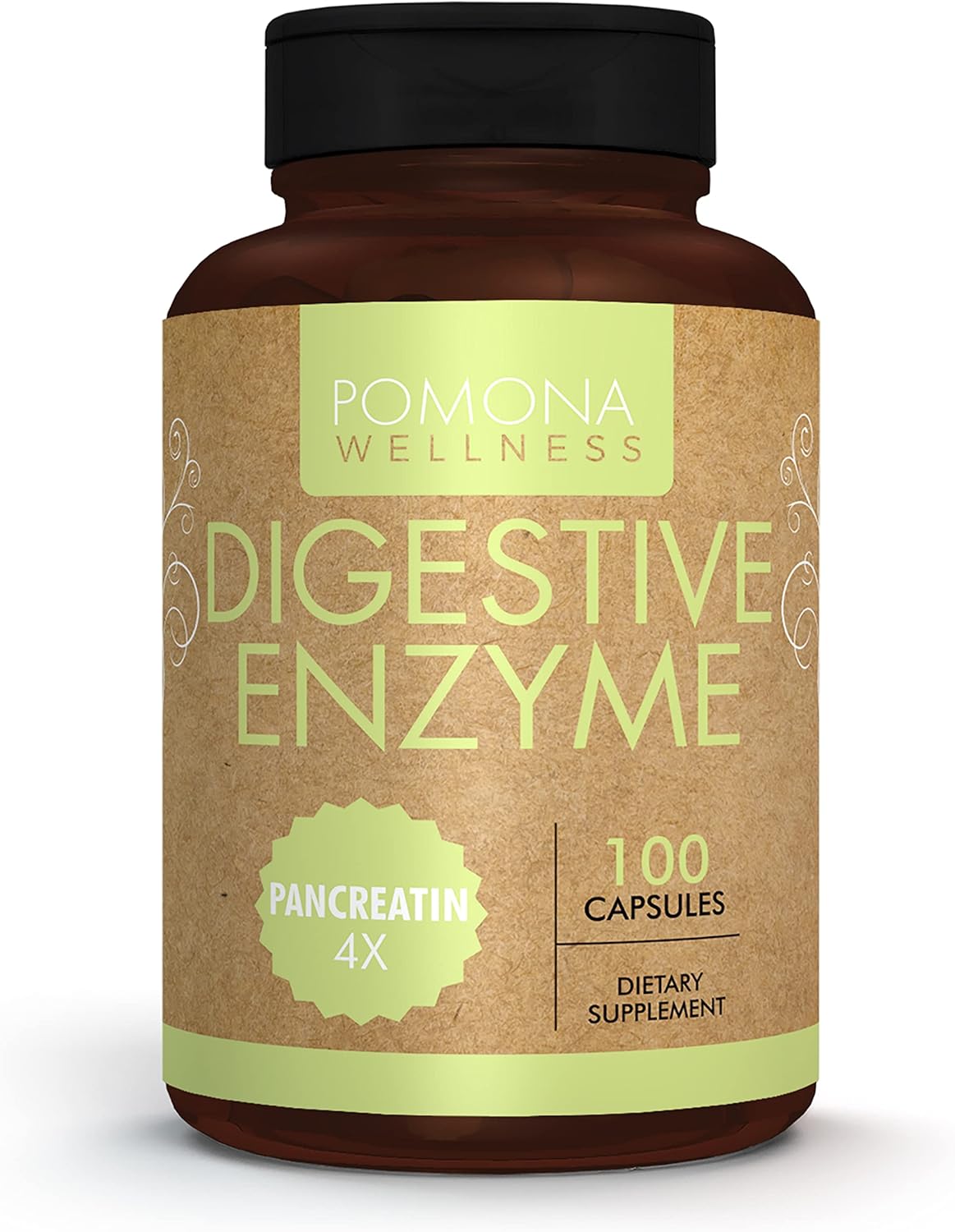 Pomona Wellness Digestive Enzyme Probiotic Supplement, 325mg, Supports Healthy Digestion and Gut Health, Non-GMO, 100 Count - Reduce Gas and Bloating