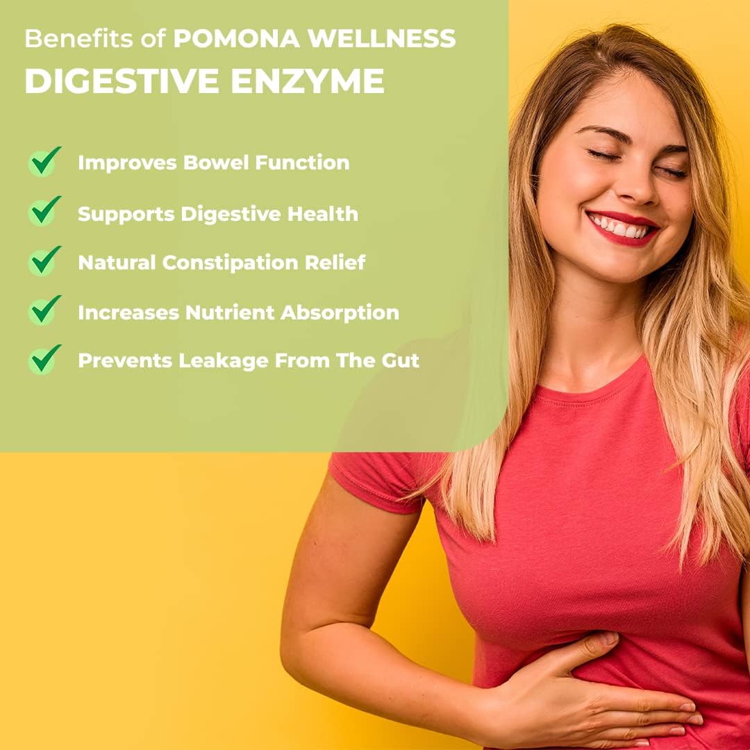 Pomona Wellness Digestive Enzyme Probiotic Supplement, 325mg, Supports Healthy Digestion and Gut Health, Non-GMO, 100 Count - Reduce Gas and Bloating