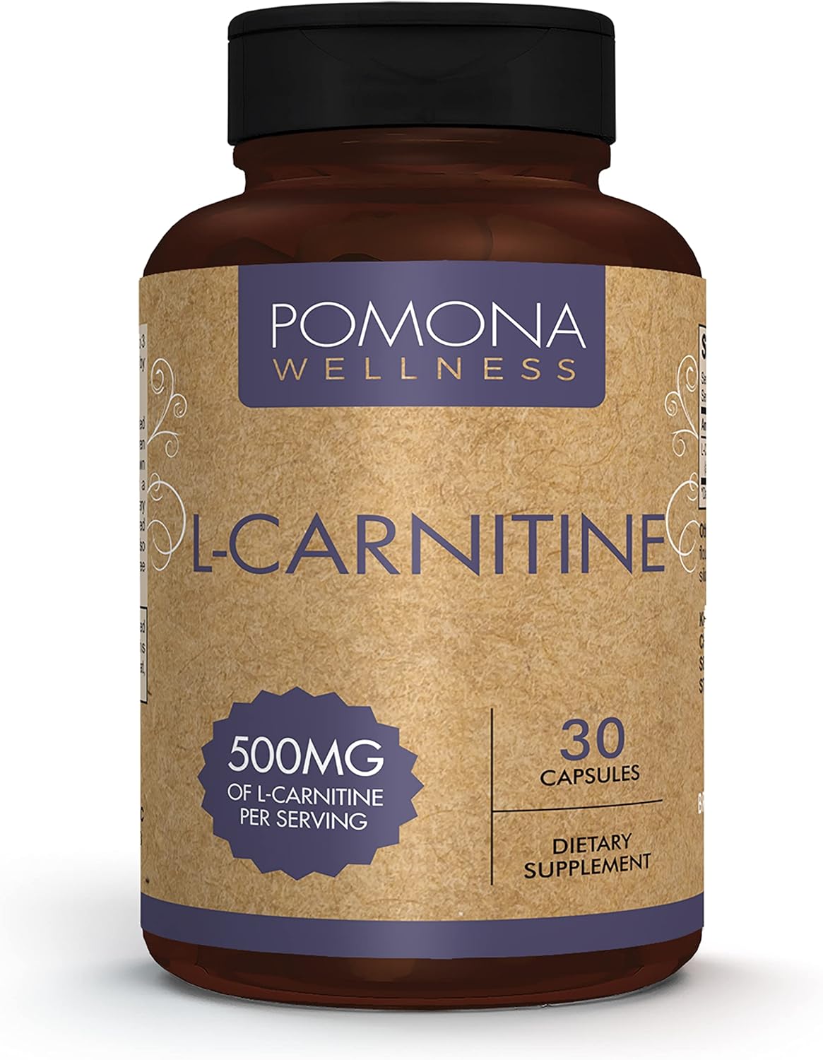 Pomona Wellness L-Carnitine Capsules - 500mg Per Serving, Non-GMO, Supports Metabolism, Cognitive & Cardiovascular Health