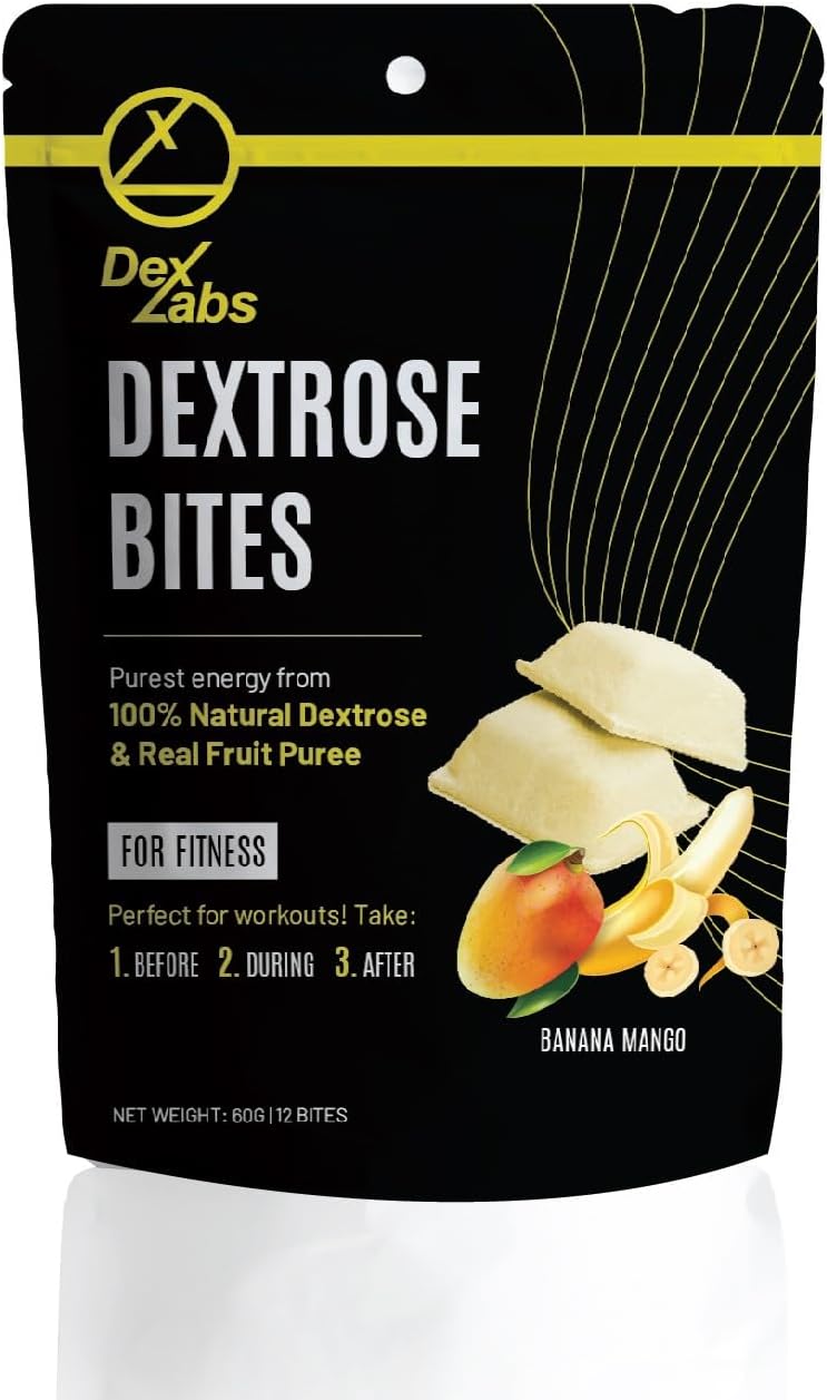 Portable Banana Mango Dextrose Energy Bites for Workouts - Glucose Tablets for Running - Dextrose Melts with Dextrose Powder (Pack of 1)
