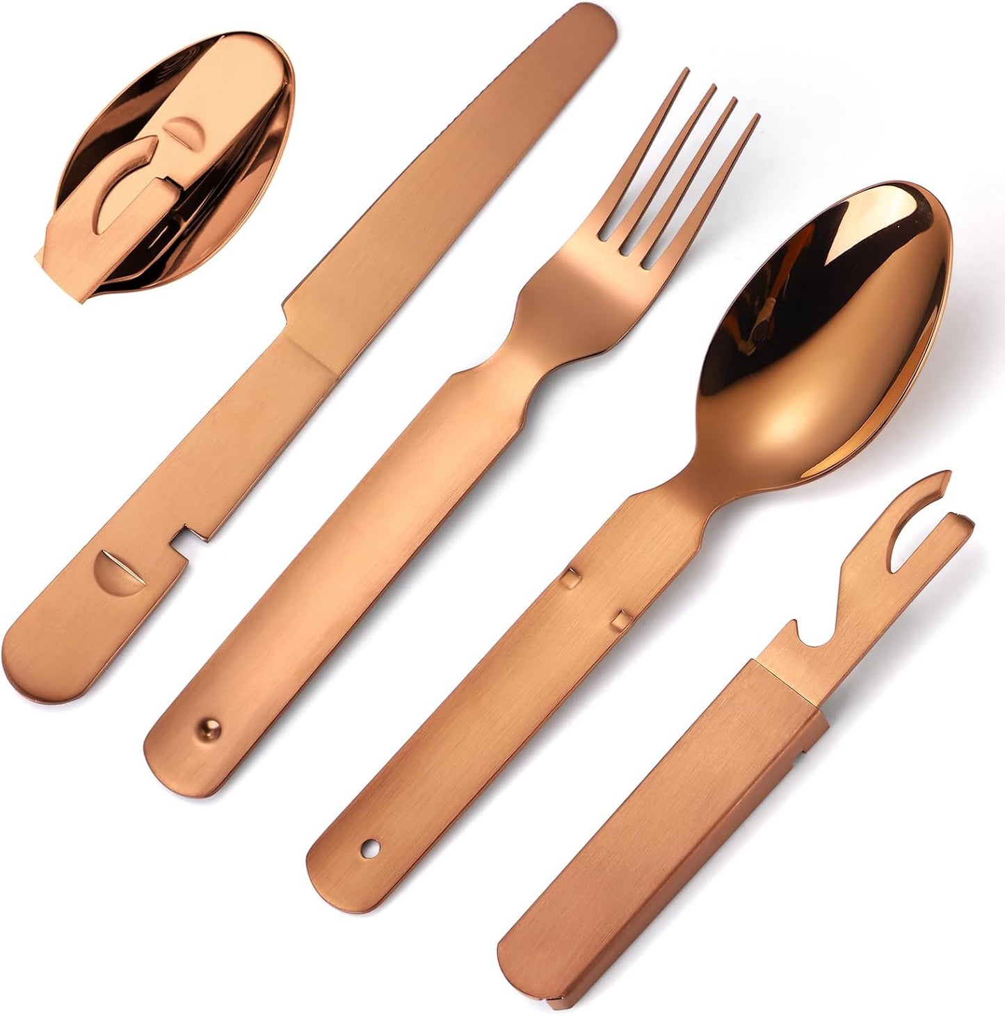 Portable Camping Silverware Set - Stainless Steel Flatware with Knife, Fork, Spoon, and Bottle Opener - Lightweight Travel Utensils for Outdoor Dining