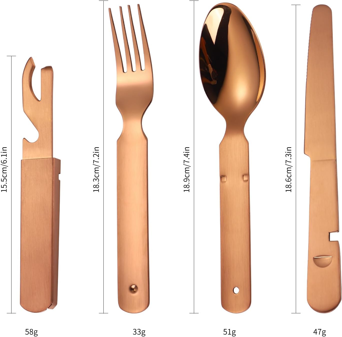 Portable Camping Silverware Set - Stainless Steel Flatware with Knife, Fork, Spoon, and Bottle Opener - Lightweight Travel Utensils for Outdoor Dining