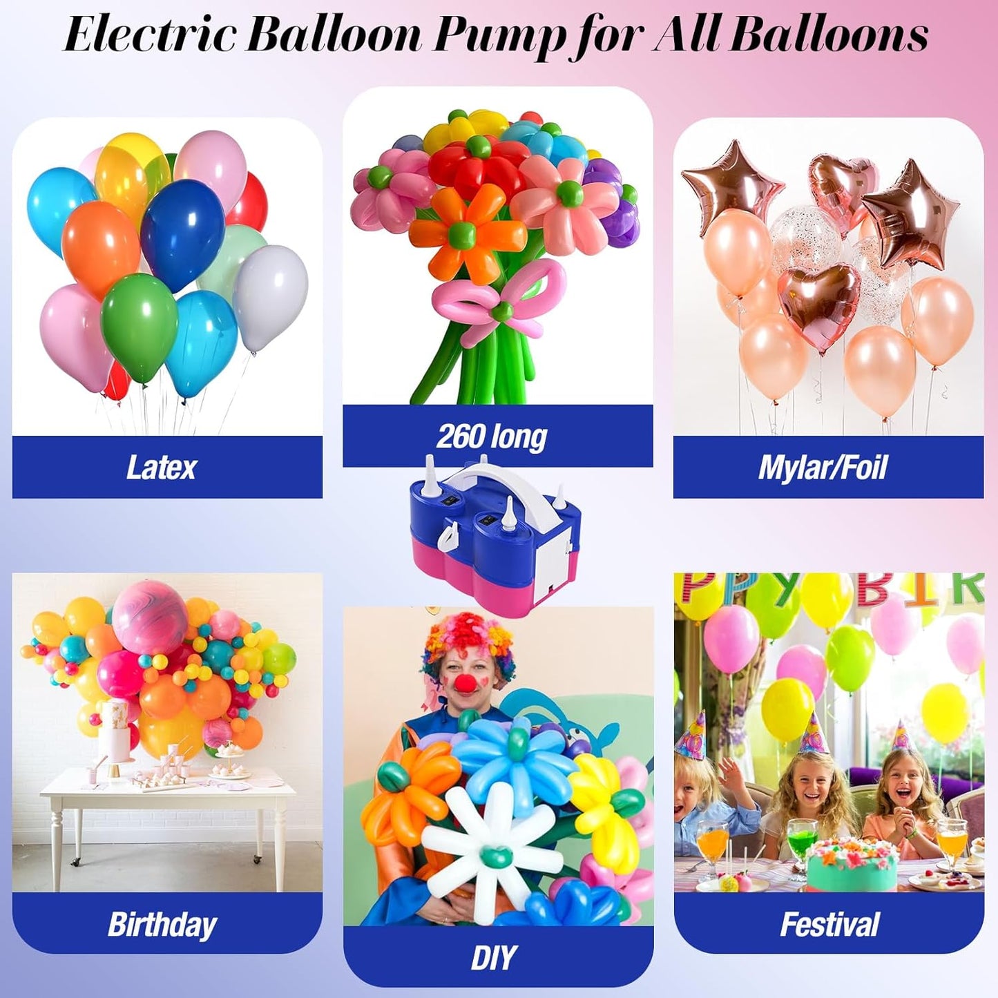 Portable Electric Balloon Pump with Dual Nozzle for Inflatables - 3-in-1 Air Blower for Latex and Foil Balloons, Pool Floats, Air Mattress - 110V Inflator Deflator