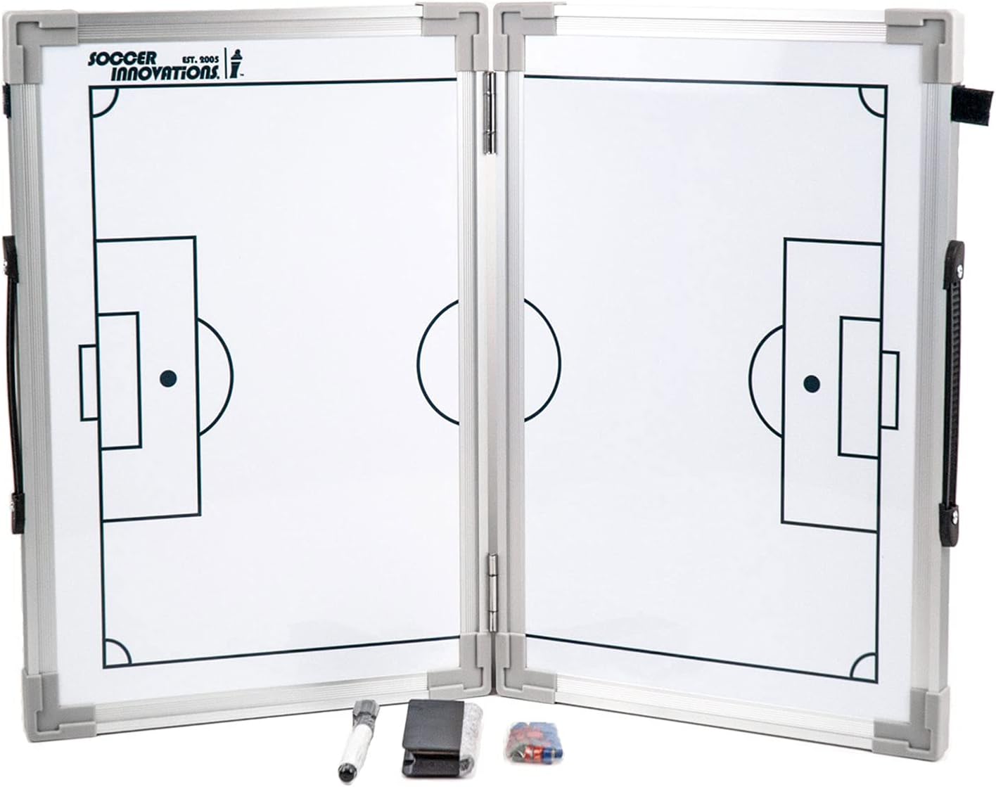 Portable Hinged Magnetic Tactic Coaching Board for Soccer Coaches - Dry Erase Whiteboard for Tactical Analysis at All Levels