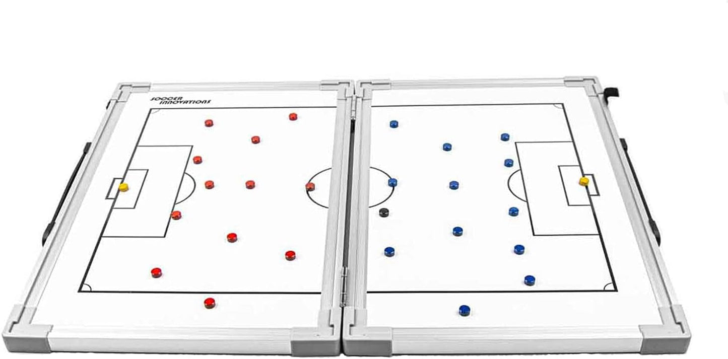 Portable Hinged Magnetic Tactic Coaching Board for Soccer Coaches - Dry Erase Whiteboard for Tactical Analysis at All Levels