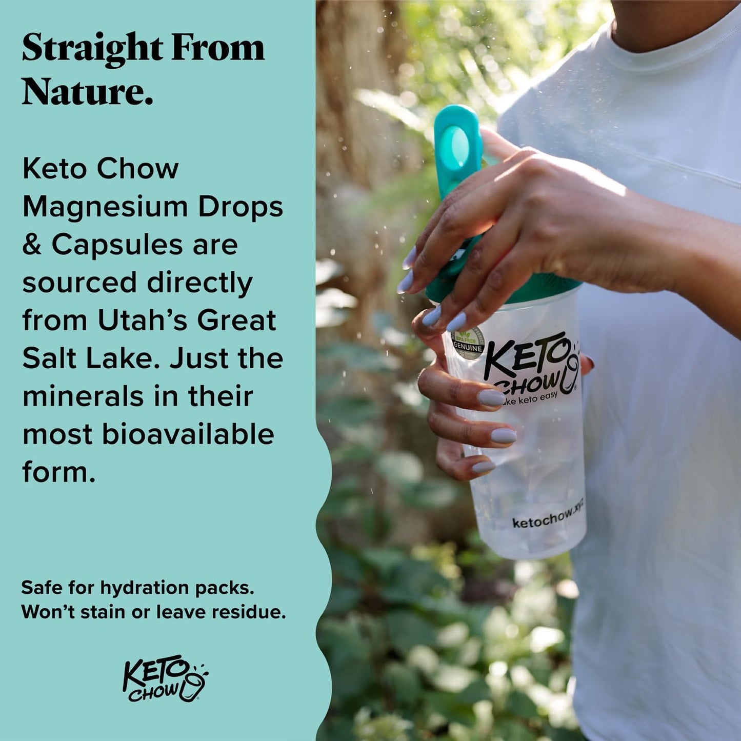 Portable Keto Chow Magnesium Drops | Essential Electrolytes & Minerals | Great Salt Lake Sourced | On-the-Go Flask | 24ml
