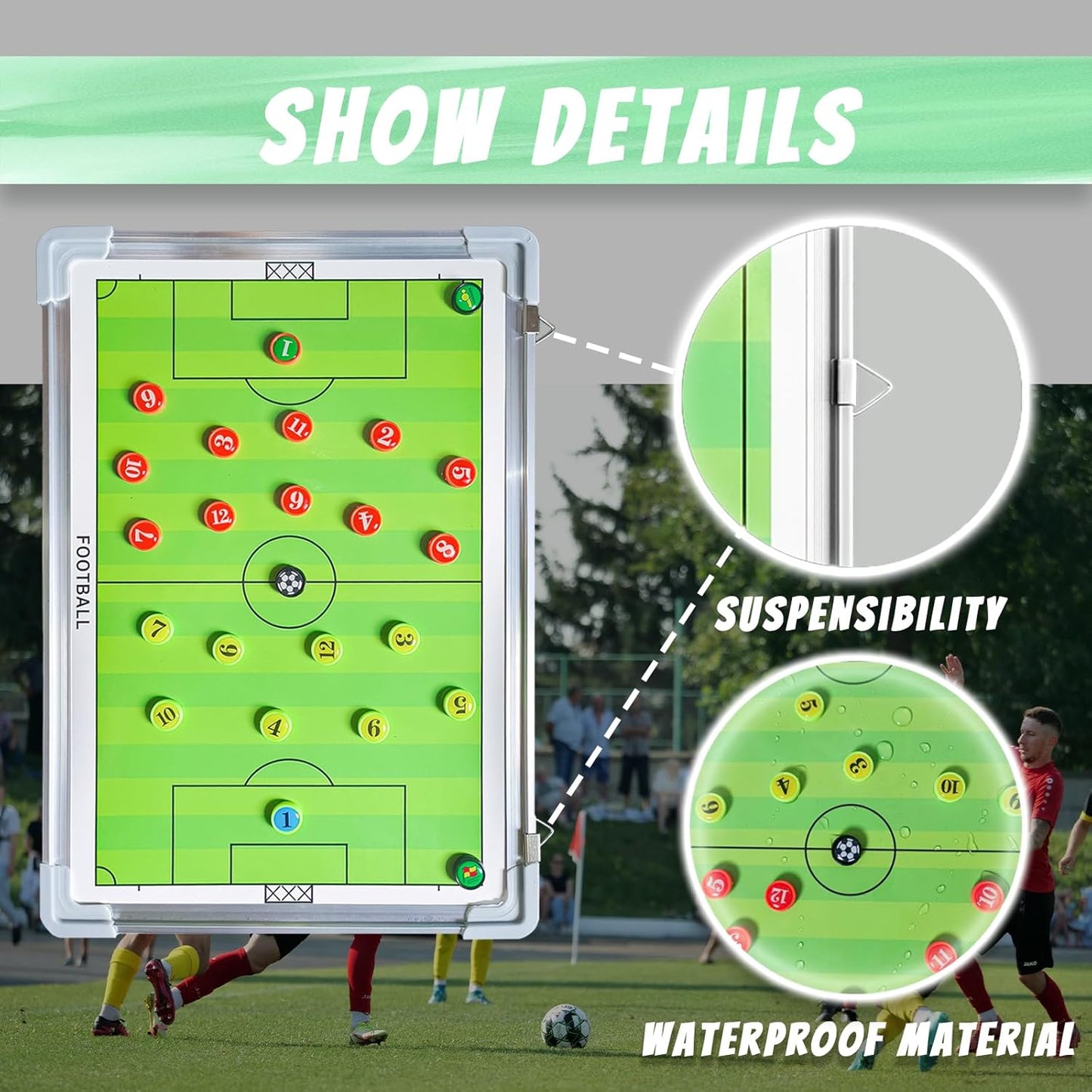 Portable Magnetic Soccer Coaching Tactics Board with Markers, Pen, and Eraser - Whiteboard Strategy for Football Coaches
