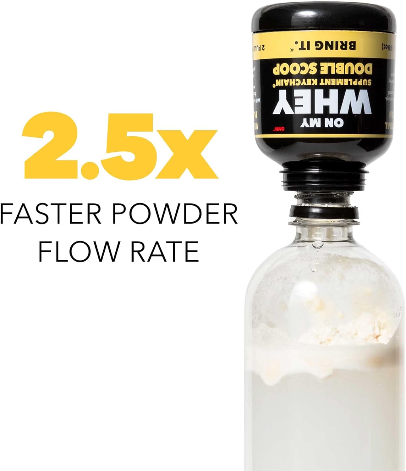 Portable Protein Powder Container with Funnel for Travel and On-the-Go Supplements - Mini Preworkout Holder Keychain Bottle for Dispensing and Mixing