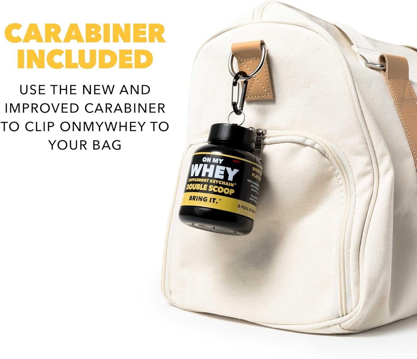 Portable Protein Powder Container with Funnel for Travel and On-the-Go Supplements - Mini Preworkout Holder Keychain Bottle for Dispensing and Mixing