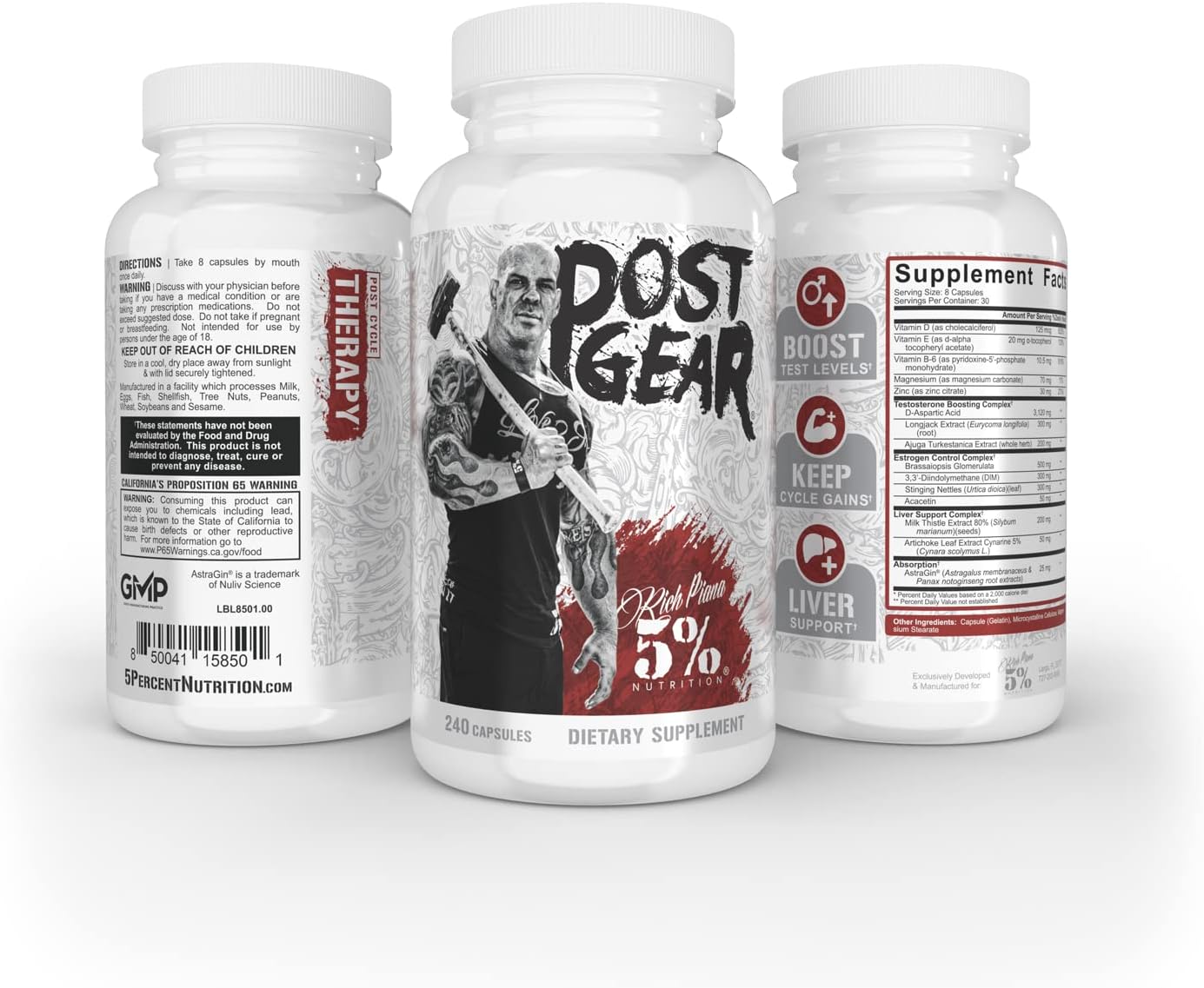 Post Cycle Therapy Supplement with Estrogen Blocker and Aromatase Inhibitor - 240 Capsules