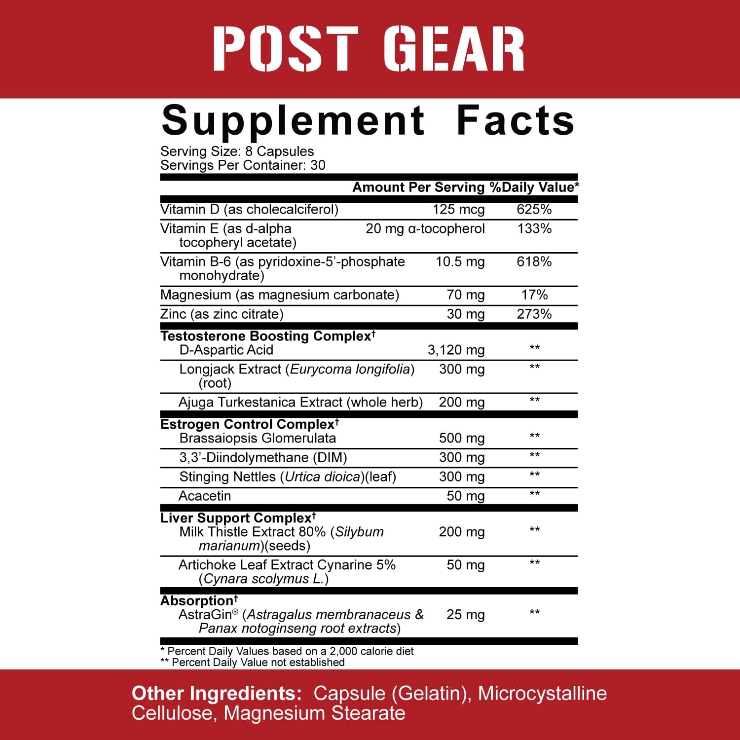 Post Cycle Therapy Supplement with Estrogen Blocker and Aromatase Inhibitor - 240 Capsules