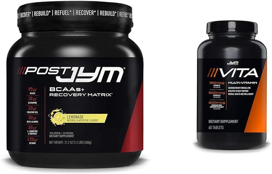 Post JYM Active Matrix & Vita JYM Multivitamin Bundle - Lemonade Flavor, 60 Tablets for Sports Recovery