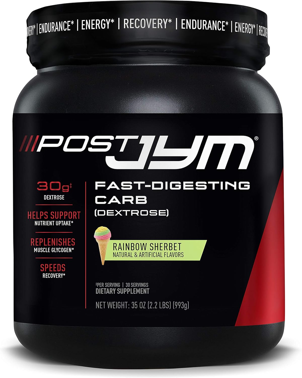 Post JYM Carb: Fast Digesting Recovery Powder for Athletic Performance & Muscle Growth - Rainbow Sherbet 30 Servings