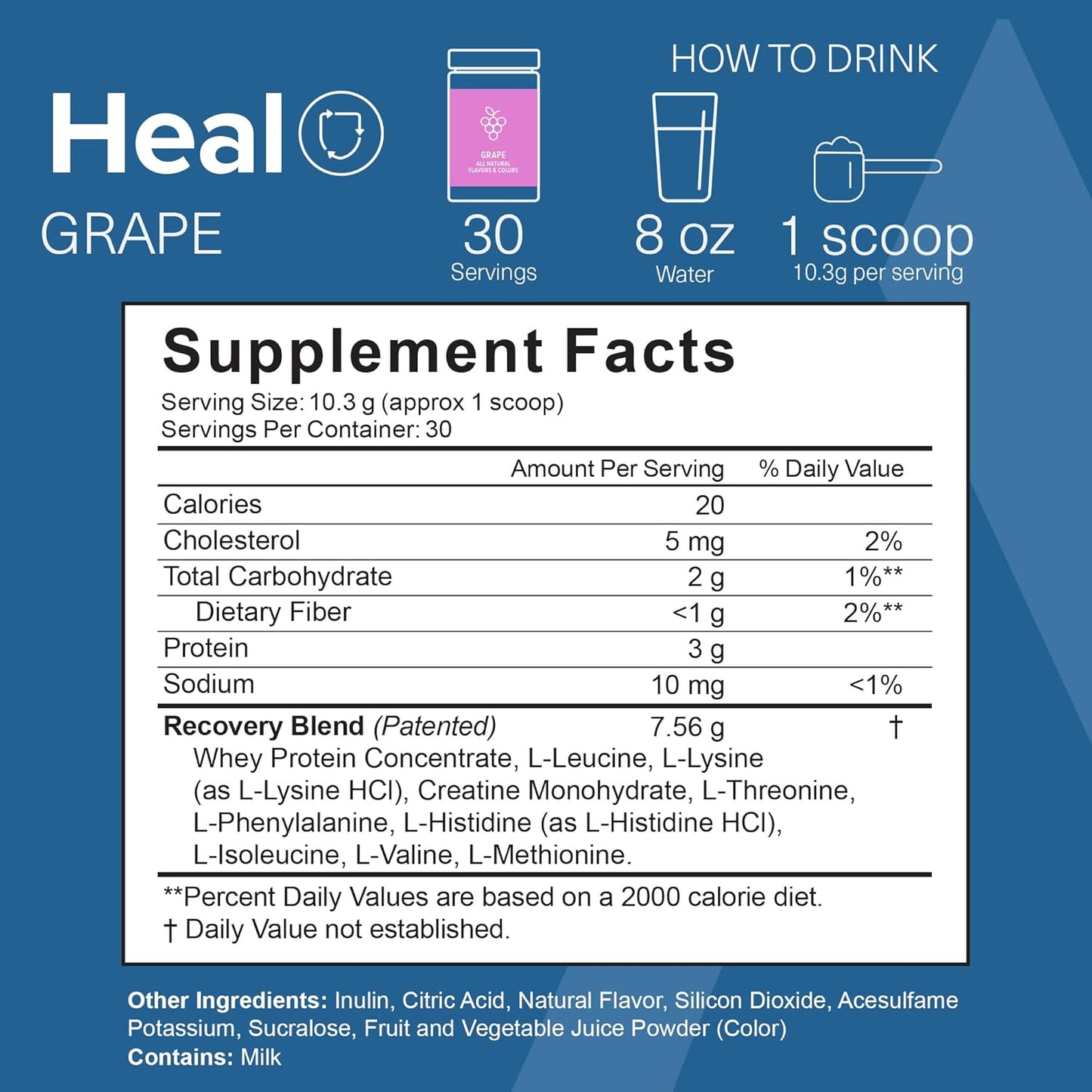 Post Workout Recovery Drink with Pure EAA Amino Acid Formula - Vegan & Keto-Friendly Grape Flavor - 10.89oz.