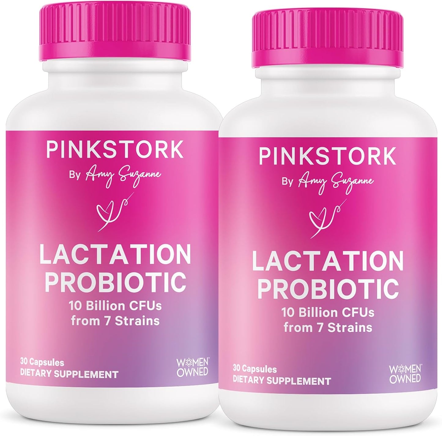 Postnatal Probiotics for Breastfeeding Women - Pink Stork Lactation Probiotic with 10 Billion CFUs, Supports Breast Milk & Gut Health, Postpartum Essentials - 60 Capsules