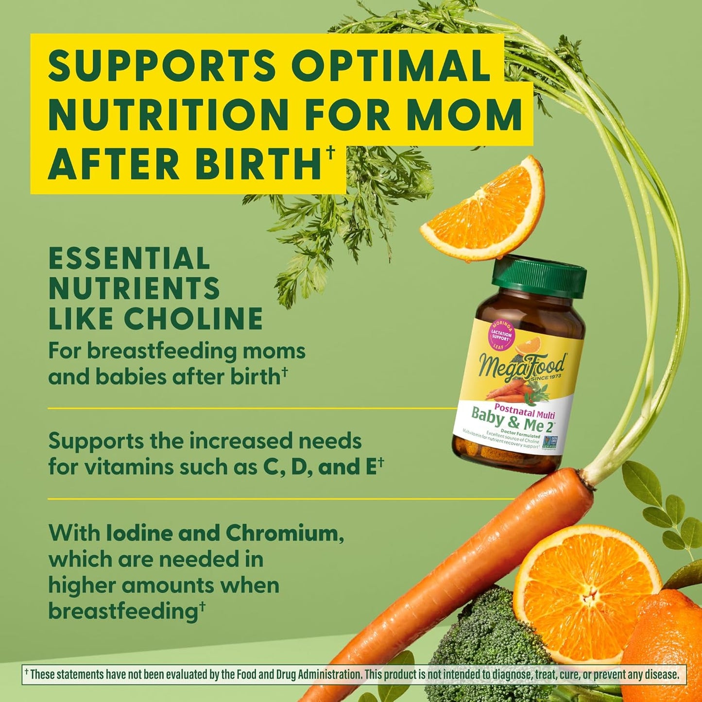 Postnatal Vitamins for Breastfeeding Moms with Folate, Choline, Iodine, Vitamin D - 60 Tablets