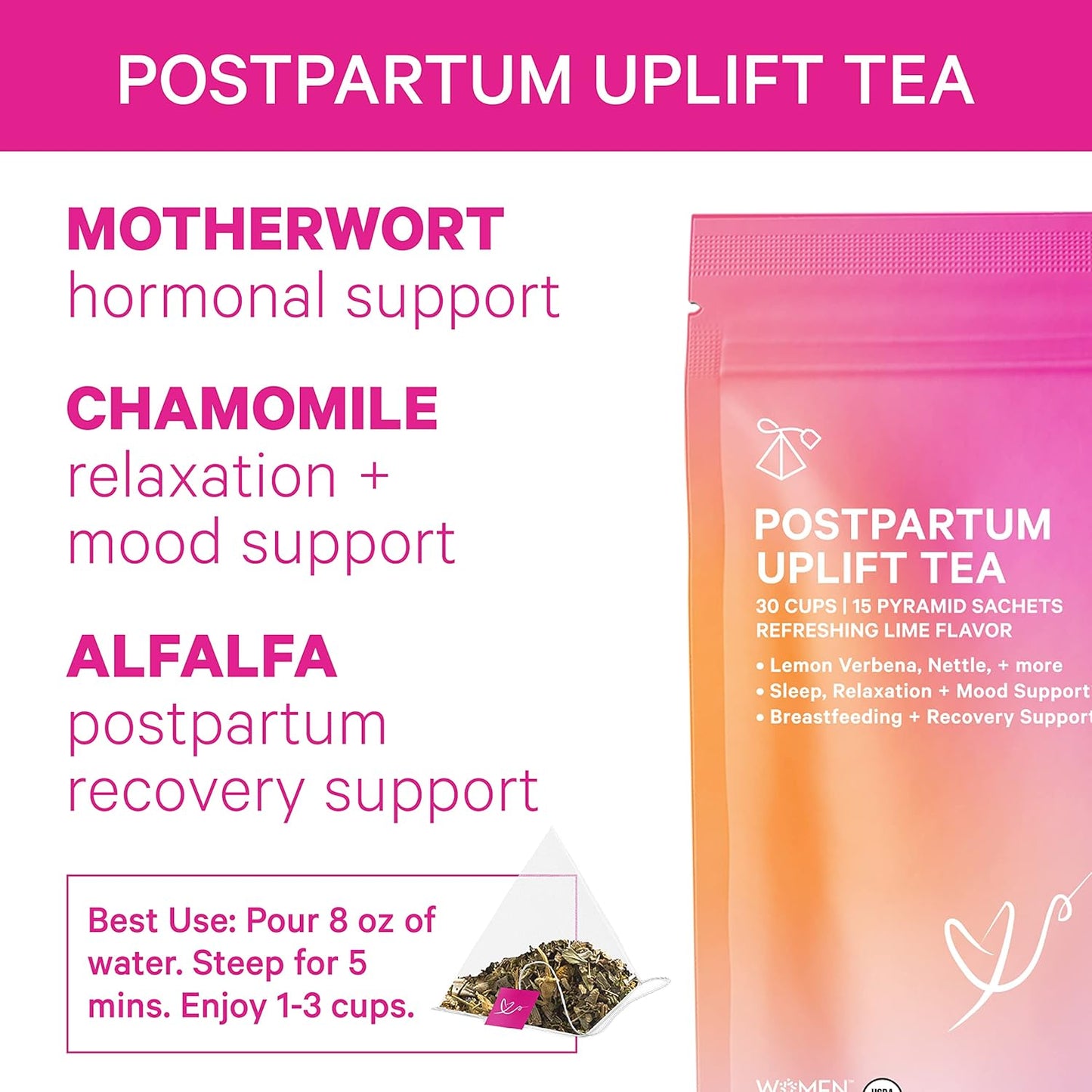 Postpartum Mood Support Bundle: Gummies & Uplift Tea for Hormone Balance, Recovery, Vitamin D, Immune Boost - Postpartum Essentials