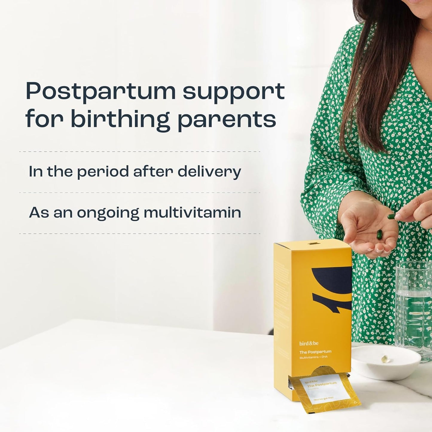 Postpartum Vitamins for Hormone Support & Recovery - DHA, Iron, Choline, B12 - 30-Day Supply by bird&be - Formulated by Doctors - HSA/FSA Eligible