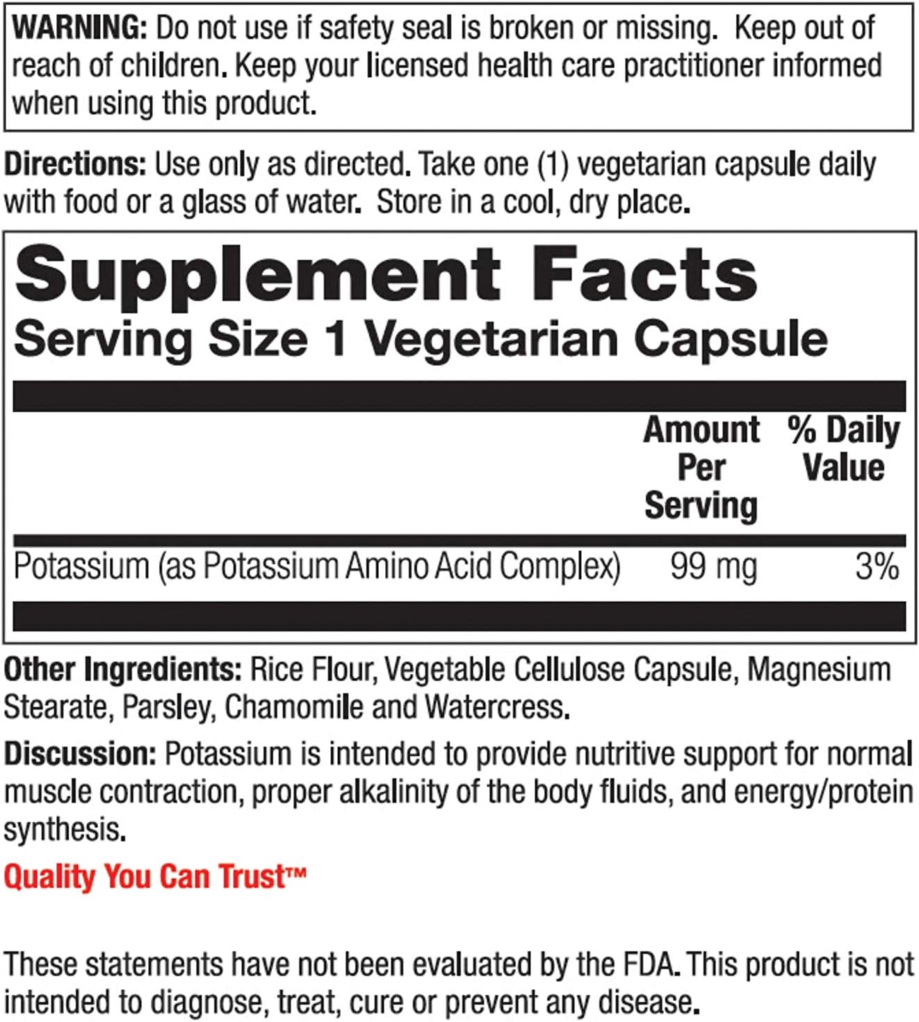Potassium 99mg Supplement - Supports Energy, Muscle Health & Electrolyte Balance - 250 Vegetarian Capsules by Nature's Life